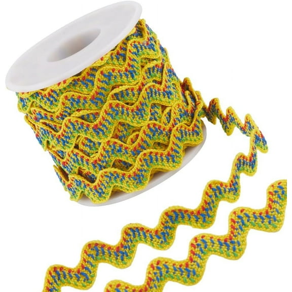 1 Roll 10Yds RIC Rac Trim Ribbon Yellow Wave Sewing Bending Fringe Trim 5/8 inch Wide Braids Cords Embellishments for Flower Making Wedding Party Lace Ribbon Craft Pillow Brown
