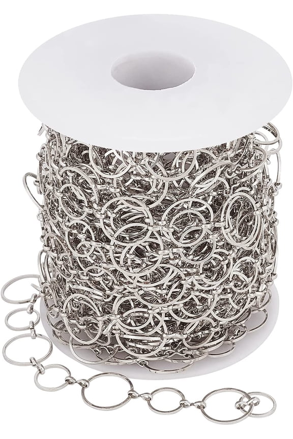 1 Roll 10m/32.80 Feet Platinum Chains Brass Handmade Chains Nickel Free Chains 1 Roll Chains for Necklace Jewelry Accessories DIY Making