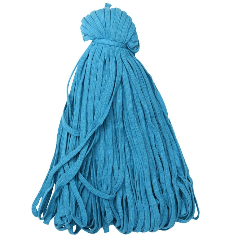 1 Roll 10mm Width Flat Rope Bright Color Multi-functional Braided Cotton  Rope Costume Waist Rope for DIY Art Craft (Blue)