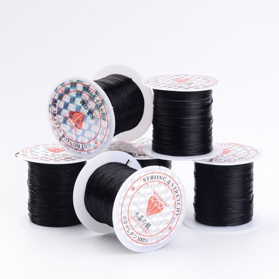 1 Roll 11 Yards Elastic Thread 0.8mm Stretch String Cord Crafting DIY Thread for Bracelets Gemstone Jewelry Making Beading Craft Sewing - Black