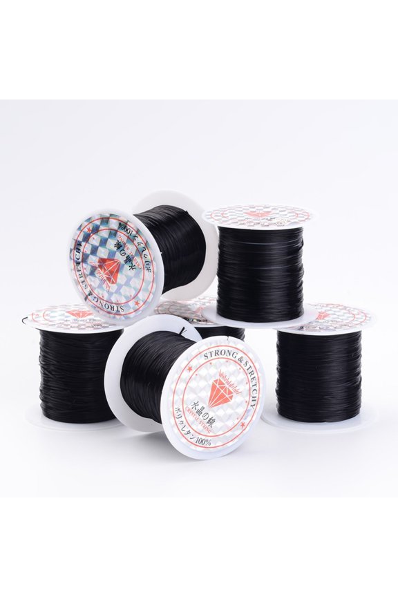 1 Roll 11 Yards Elastic Thread 0.8mm Stretch String Cord Crafting DIY Thread for Bracelets Gemstone Jewelry Making Beading Craft Sewing - Black