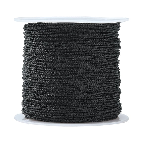 1 Roll 12-Ply Metallic Cord for Jewelry Making Black 0.8mm 27.34 Yards(25m)/Roll