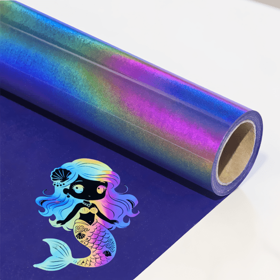 1 Roll 12in x 6ft Reflective Heat Transfer Vinyl, Holographic HTV Iron Vinyl for -Shirts, Works with Cutting Machines