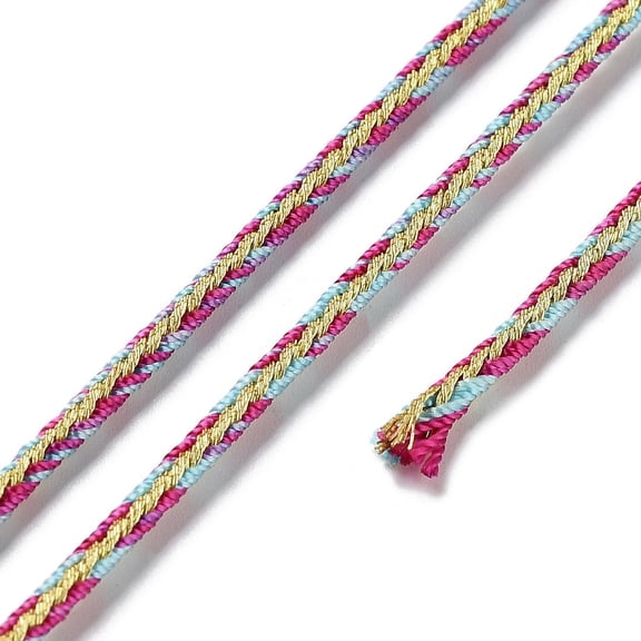 1 Roll 14M Two Tone Polyester Cord Round Medium Violet Red 2.5mm about 15.31 Yards(14m)/Roll