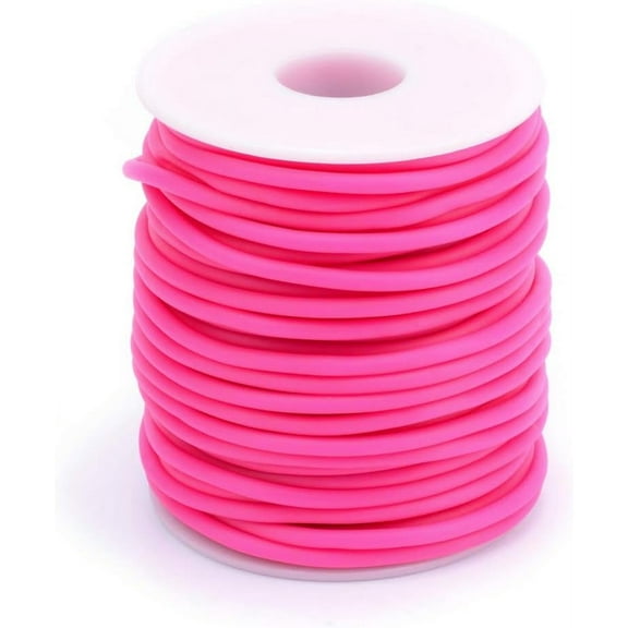 1 Roll 16.4 Yards(15m) 4mm PVC Tubular Cord Bead Thread Hollow Pipe PVC Tubular Cord Wrapped Around White Plastic Spool for DIY Bracelets Necklace Jewelry Making Camellia