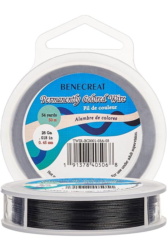1 Roll 165-Feet 0.017inch (0.45mm) 7-Strand Black Bead String Wire Nylon Coated Stainless Steel Wire for Necklace Bracelet Beading Craft Work