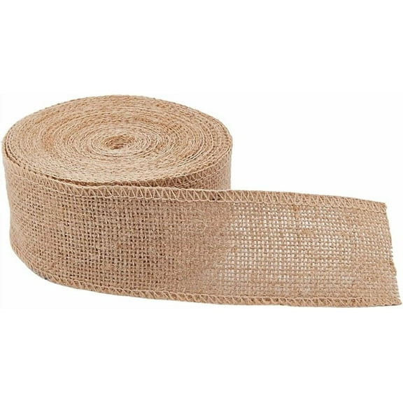 1 Roll 2.09" x 10.93Yd Jute Burlap Fabric Ribbon Wide Wheat Wired Edge Ribbon Jute Upholstery Webbing