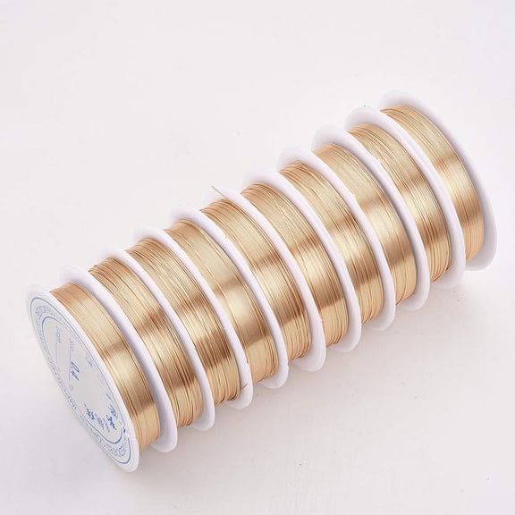 1 Roll 20.34 Feet(6.2m) 0.5mm Round Copper Jewelry Wire Long-Lasting Plated Light Gold Stringing Materials for DIY Bracelets Necklace Beading Jewelry Making and Crafts 24 Gauge