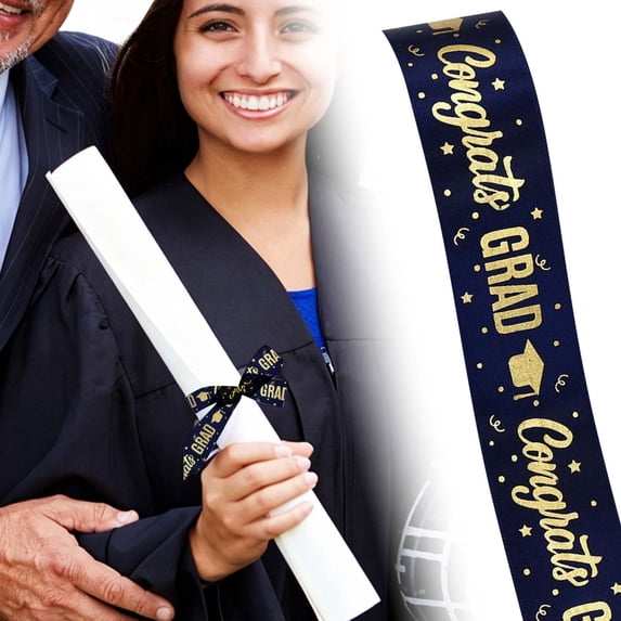 1 Roll 2026 Graduation Ribbon for Wrapping, Class of 2026 Craft Ribbon with Congrats Grad Print for Party Decorations, 1.0 in x 177.2 in Cloth, Clearance E