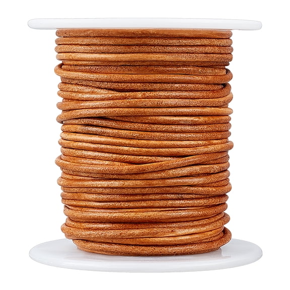 1 Roll 20M Round Cowhide Leather Cord Jewelry Cord Jewelry Making Material Peru 2mm about 21.87 Yards(20m)/Roll
