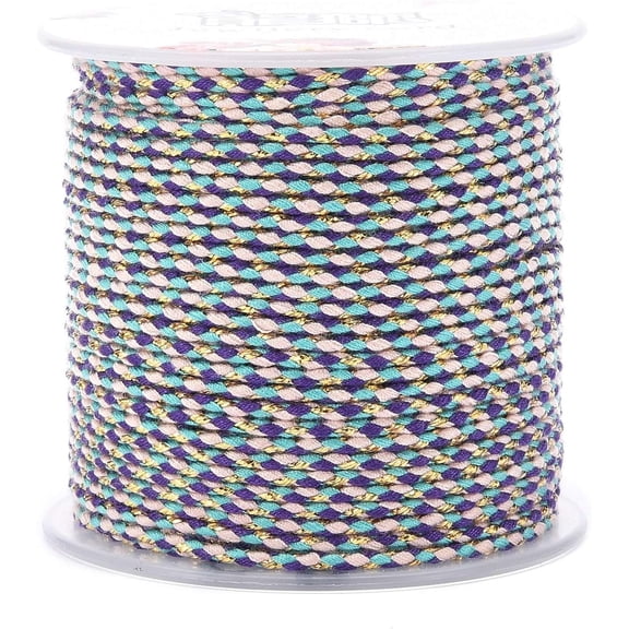 1 Roll 21.8 Yards(20m) 1.5mm 4-Ply Polycotton Cord Bead Thread 4-Ply Polycotton Cord Handmade Macrame Cotton Rope with Gold Wire Stringing Materials for DIY Bracelets Necklace Jewelry Making making