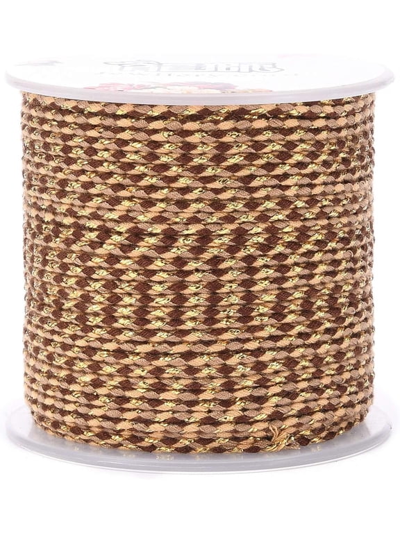 1 Roll 21.8 Yards(20m) 1.5mm 4-Ply Polycotton Cord Bead Thread 4-Ply Polycotton Cord Handmade Macrame Cotton Rope with Gold Wire Stringing Materials Necklace Jewelry Making Brown 1roll