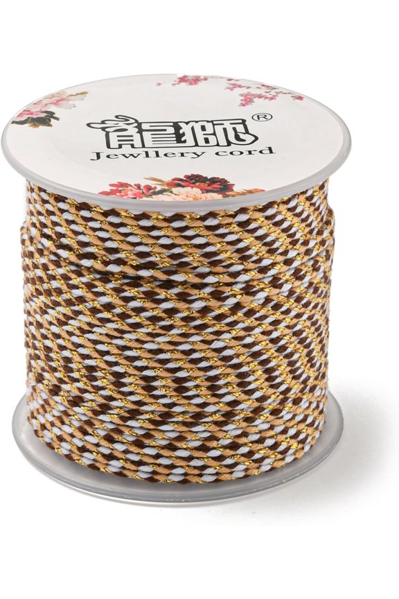 1 Roll 21.8 Yards(20m) 1.5mm 4-Ply Polycotton Cord Bead Thread 4-Ply Polycotton Cord Handmade Macrame Cotton Rope with Wire Stringing Materials for Bracelets Necklace Jewelry Making for diy making