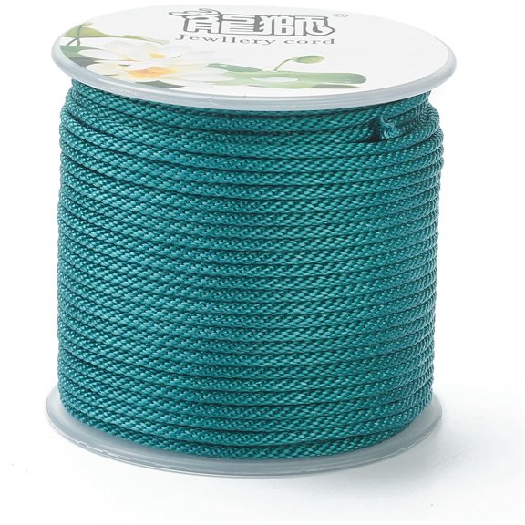 1 Roll 21.87 Yards(20m) 1.5mm Polyester Cords Bead Thread Polyester Cords Stringing Materials for DIY Bracelets Necklace Beading Jewelry Making and Crafts Polyester Dark Cyan