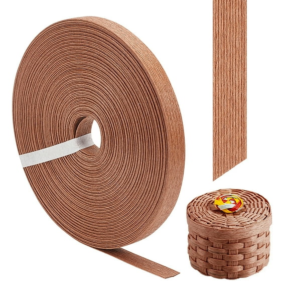 1 Roll 21 Yards Paper Rattan Weaving Cane 15mm (5/8 Inch) Wide Saddle Brown Canning Material Paper Woven Twine for DIY Crafts Making Home Decor Bed Chair Repair