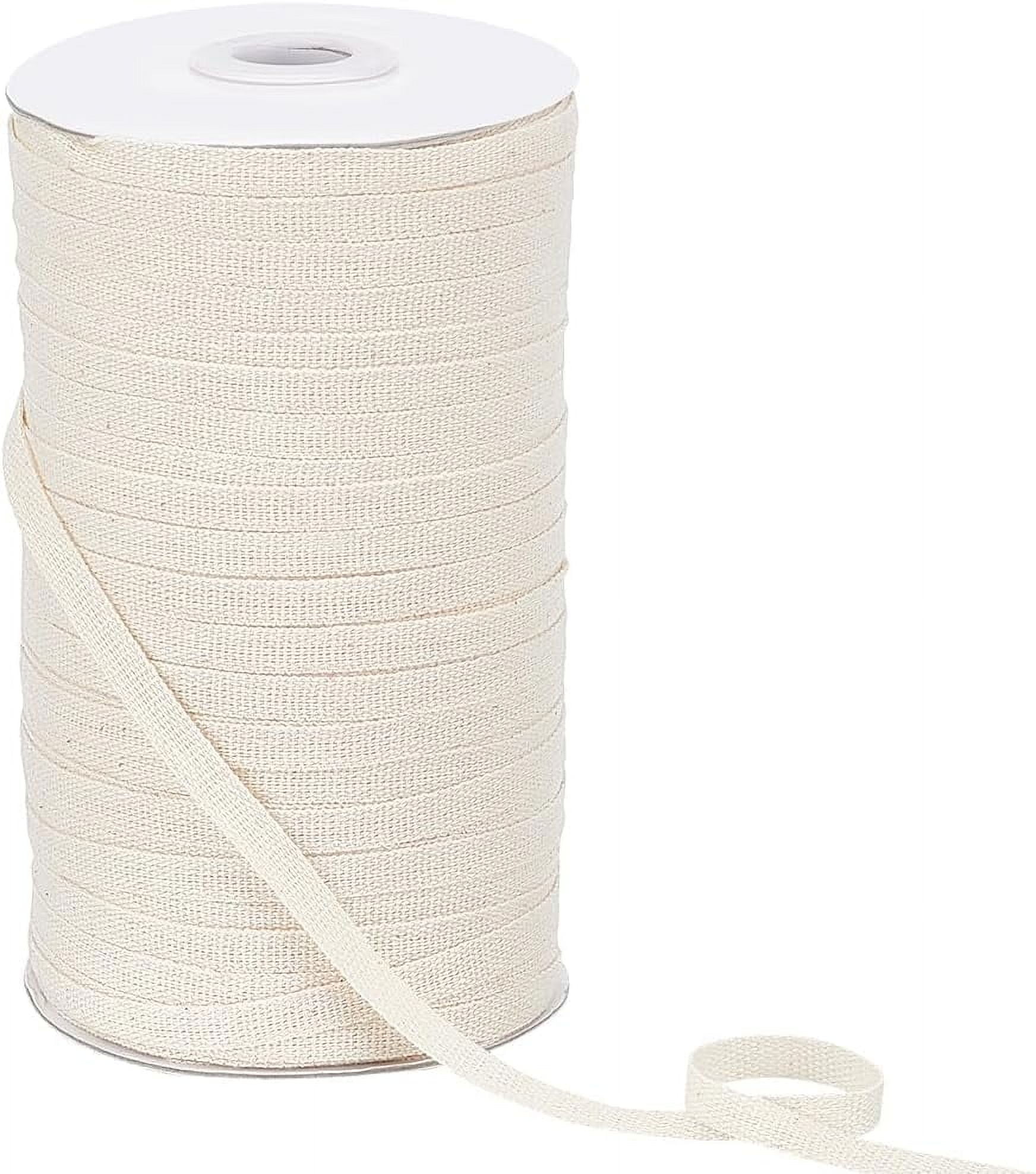 1 Roll 218 Yards White Cotton Ribbon 1/4 inch Woven Pattern Webbing Tape Bias Binding Tape for Home Decor Wrapping Gifts & DIY Crafts Decorative