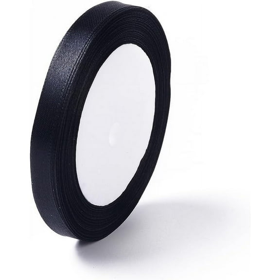 1 Roll 25 Yards Garment Accessories 3/8 inch(10mm) Satin Ribbon Black Handmade Fabric Ribbons for Gift Wrapping Crafts Flower Bouquet Hair Bows Wedding Birthday Decorations 1roll