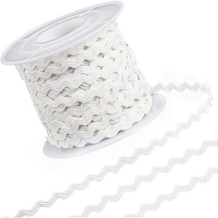 1 Roll 25 Yards White RIC Rac Trim Ribbon Rick Rack 0.12 inch/3mm Wave Sewing Bending Fringe Trim Woven Fabric