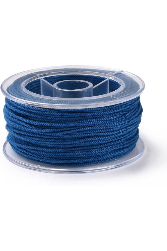 1 Roll 26.25 Yards(24m) 1.2mm Macrame Cotton Cord Bead Thread Macrame Cotton Cord Rope with Plastic Reel Stringing Materials for Bracelets Necklace Beading Jewelry Making and Crafts Blue DIY