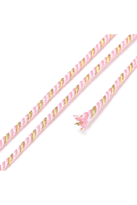 1 Roll 27.34 Yards(25m) 1.2mm Polycotton Filigree Cord Bead Thread Rope with Plastic Reel Stringing Materials for DIY Bracelets Necklace Jewelry Making and Crafts for DIY Pink