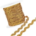 thumbnail image 1 of 1 Roll 27yd/25m Glitter Gold RIC Rac Trim Ribbon Metallic Wave Sewing Bending Fringe Trim 5mm/0.2 inch for Sewing Flower Making Wedding Party Lace Ribbon Craft Gold, 1 of 9