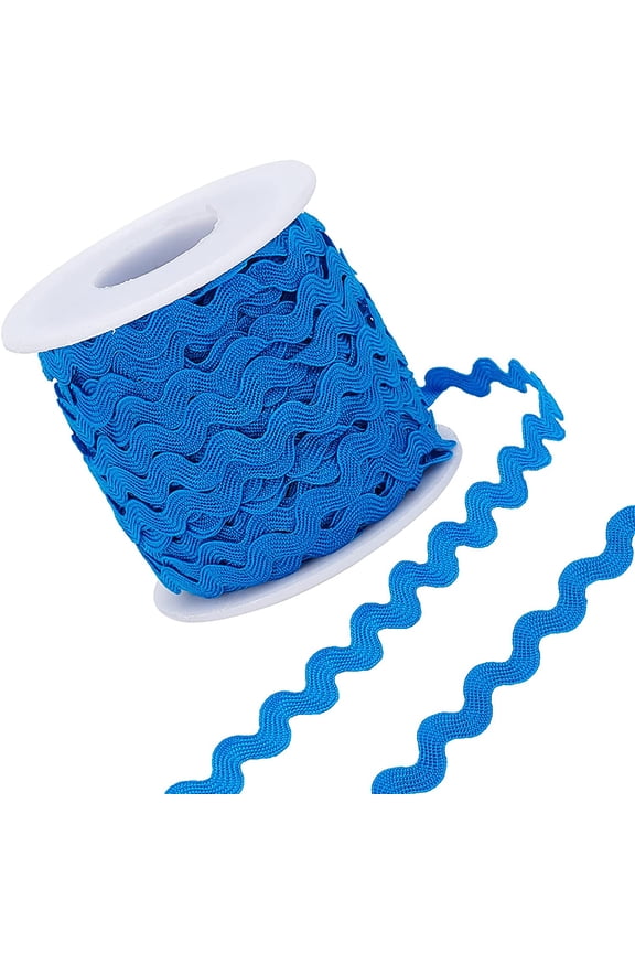 1 Roll 27yd/25m RIC Rac Trim Ribbon Wave Sewing Bending Fringe Trim 5mm/0.2 inch for Sewing Flower Making Wedding Party Lace Ribbon Craft (Blue) for DIY Blue