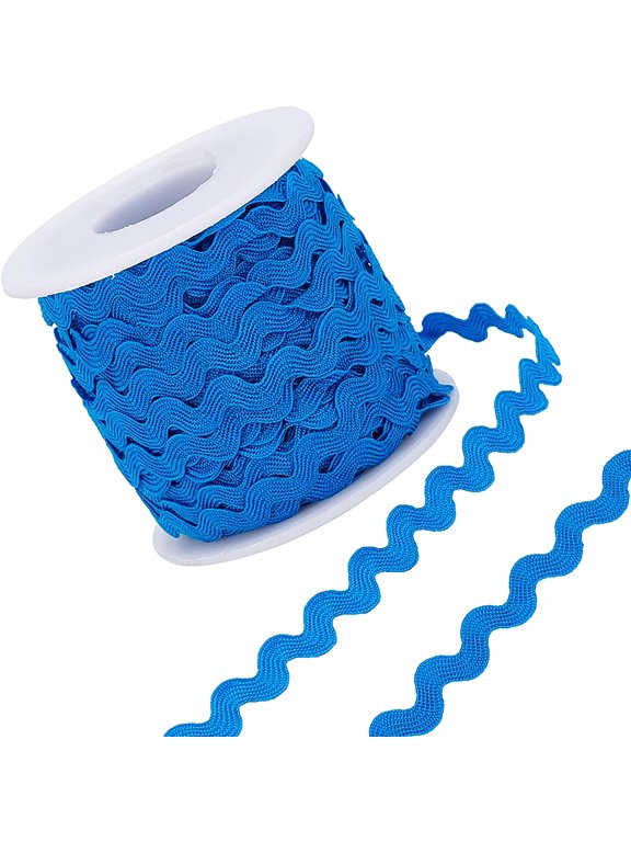 1 Roll 27yd/25m RIC Rac Trim Ribbon Wave Sewing Bending Fringe Trim 5mm/0.2 inch for Sewing Flower Making Wedding Party Lace Ribbon Craft (Blue) for DIY Blue