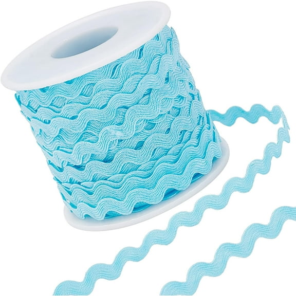 1 Roll 27yd/25m RIC Rac Trim Ribbon Wave Sewing Bending Fringe Trim 5mm/0.2 inch for Sewing Flower Making Wedding Party Lace Ribbon Craft (Light Blue) Pale Turquoise