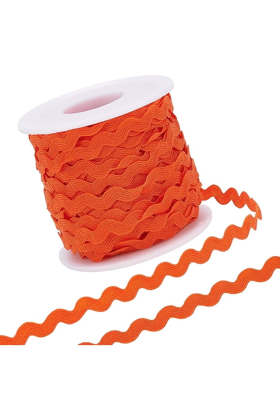 1 Roll 27yd/25m RIC Rac Trim Ribbon Wave Sewing Bending Fringe Trim 5mm/0.2 inch for Sewing Flower Making Wedding Party Lace Ribbon Craft (Orange) for DIY