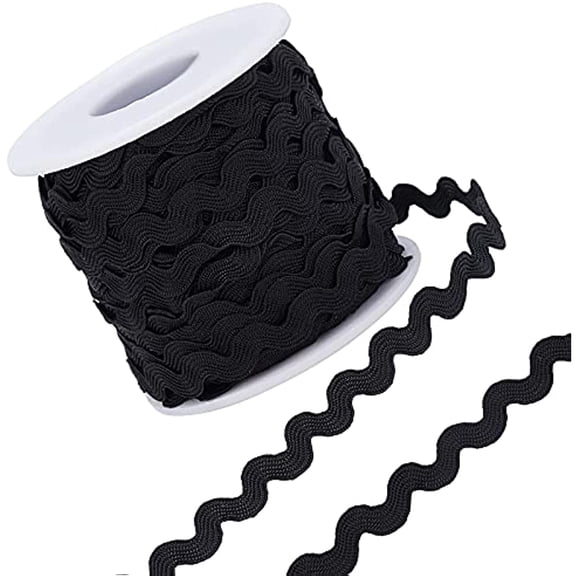 1 Roll 27yd RIC Rac Trim Ribbon Wave Sewing Bending Fringe Trim for Sewing Flower Making Wedding Party Lace Ribbon Craft Black