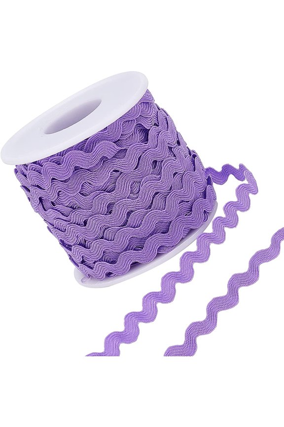 1 Roll 27yd/25m RIC Rac Trim Ribbon Wave Sewing Bending Fringe Trim 5mm/0.2 inch for Sewing Flower Making Wedding Party Lace Ribbon Craft (Purple)