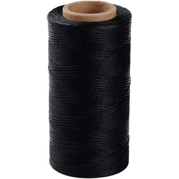 1 Roll About 280 Yards Flat Waxed Polyester Cord 1mm Leather Sewing Thread Rattail Beading String for DIY Jewelry Making Kumihimo Shamballa Friendship Bracelet Weaving - Black