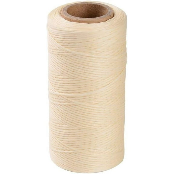 1 Roll 280 Yards Flat Waxed Polyester Cord 1mm Leather Sewing Thread Rattail Beading String for Jewelry Making Kumihimo Shamballa Friendship Bracelet Weaving - Ivory Creamy White