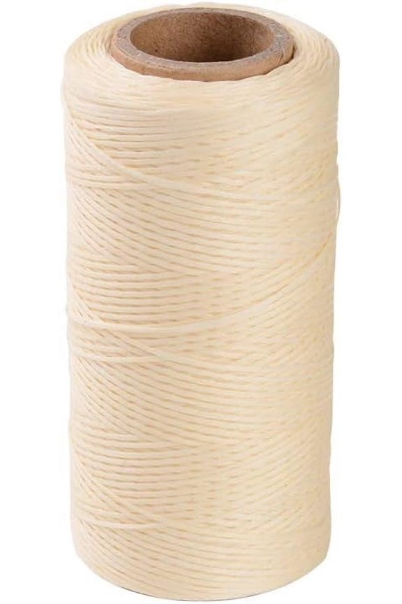 1 Roll 280 Yards Flat Waxed Polyester Cord 1mm Leather Sewing Thread Rattail Beading String for Jewelry Making Kumihimo Shamballa Friendship Bracelet Weaving - Ivory Creamy White