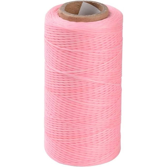 1 Roll About 280 Yards Flat Waxed Polyester Cord 1mm Leather Sewing Thread Rattail Beading String for Jewelry Making Kumihimo Shamballa Friendship Bracelet Weaving - Pink