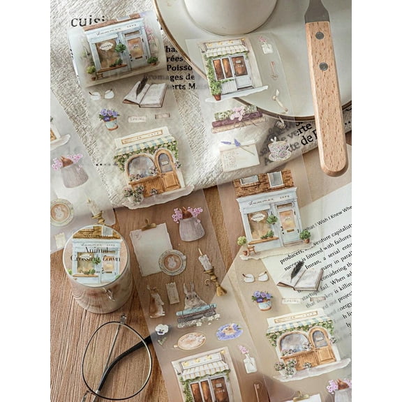 1 Roll 2M Artistic Life Planner Washi Tape - Retro Aesthetic Stickers for DIY, Scrapbooking & Stationery