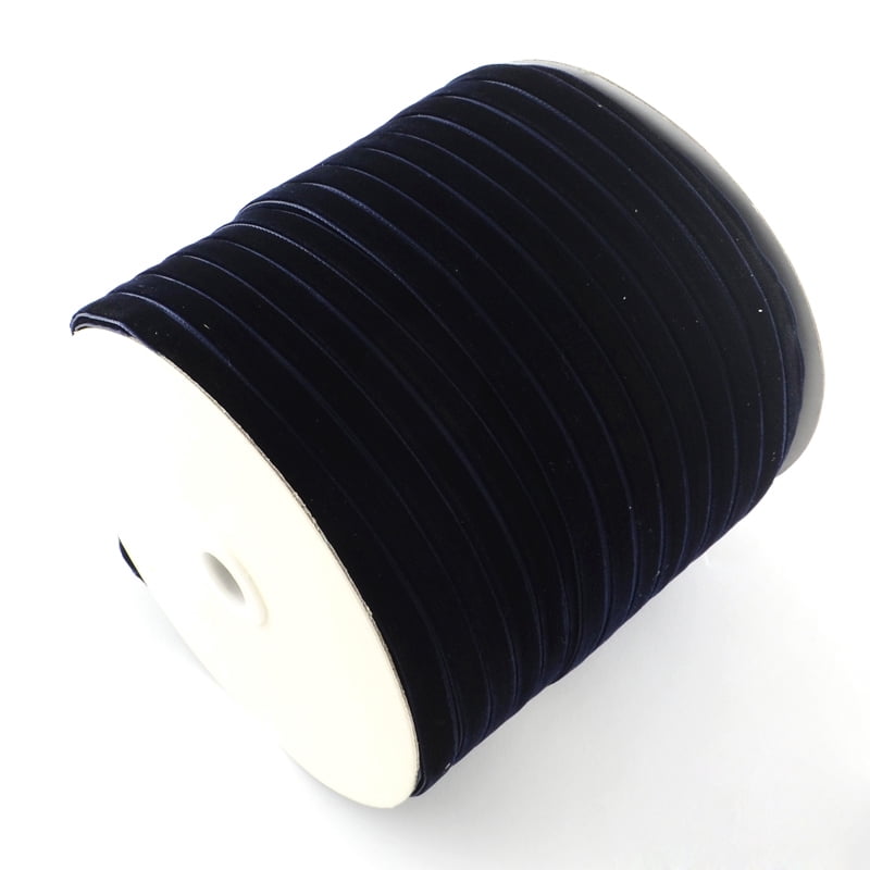 1 Roll 3/8 inch Single Face Velvet Ribbon Midnight Blue 3/8 inch(9.5mm) about 200yards/roll(182.88m/roll)