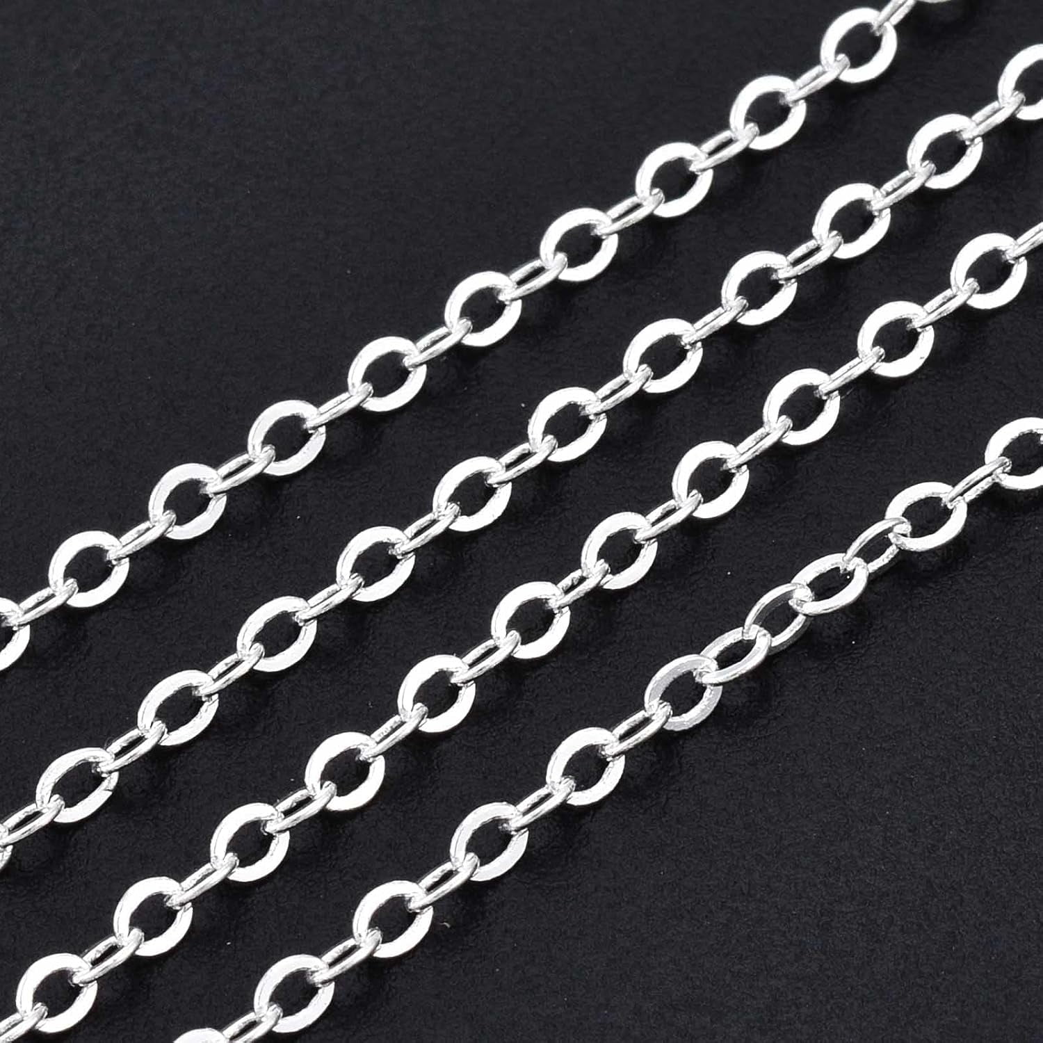 1 Roll 3 M Brass Cable Chains Soldered with Spool Flat Oval Unfinished ...