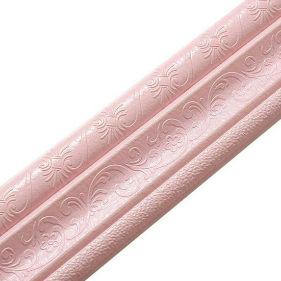 1 Roll/3 Rolls 3D Foam Wall Stickers Waterproof Self-Adhesive Wallpaper Border Wall Decor Removable Sticker - 8 Colors: 1 Roll Pink