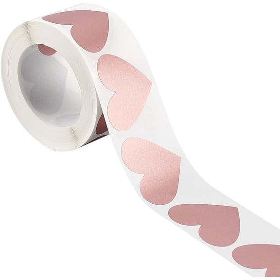 1 Roll 300 pcs Heart Scratch Off Stickers Labels 3.5mm Rose Gold Scratch Sticker for DIY Scratch-Off Cards Film Password Sticker Scraping Award Card for Raffle Wedding Fun Games