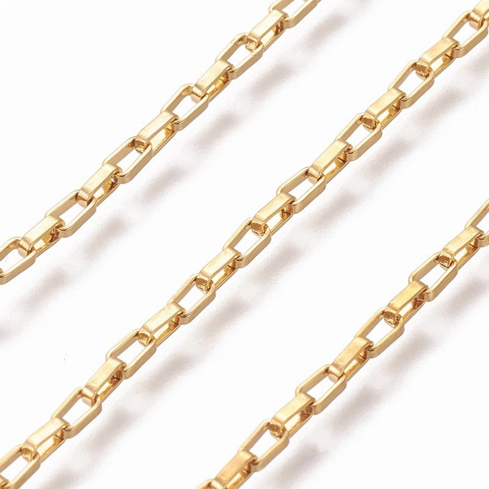 1 Roll 304 Stainless Steel Box Chains Unwelded with Spool Golden 2mm ...