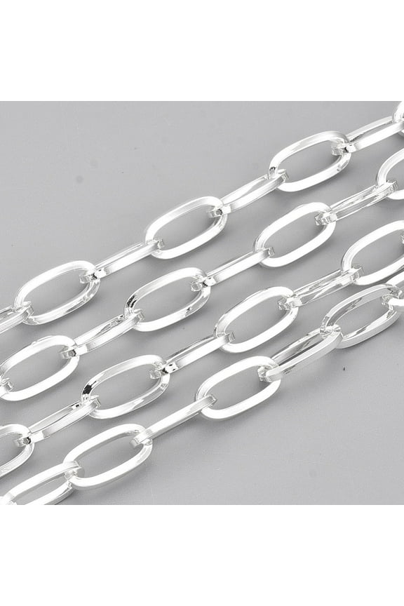 1 Roll 304 Stainless Steel Paperclip Chains Drawn Elongated Cable Chains Unwelded with Spool Silver Color Plated 12x6x1.2mm 32.8 Feet(10m)/roll