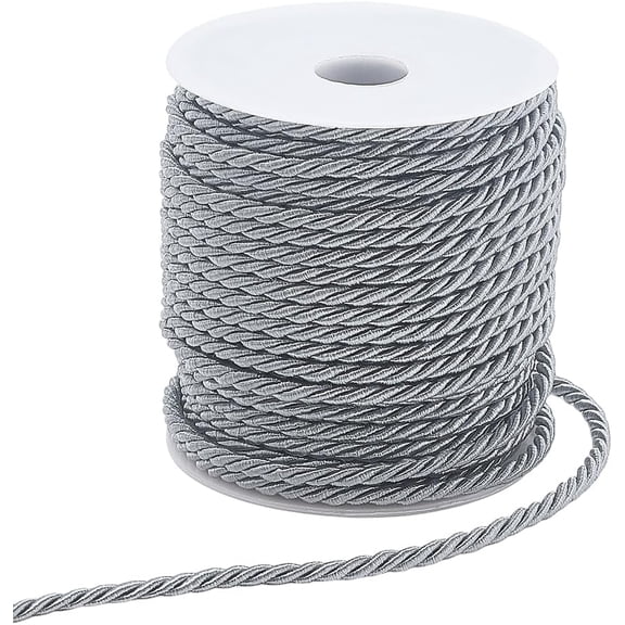 1 Roll 30M 3-Ply Polyester Twisted Cord Round Gray 3mm 32.81 Yards(30m)/roll diy