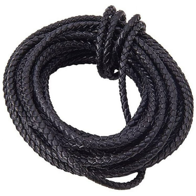 Cords Craft 3mm Braided Leather Cord for Jewelry Making, Round