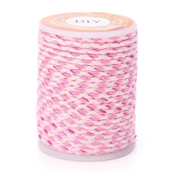 1 Roll 4-Ply Polycotton Cord Handmade Macrame Cotton Rope DIY Craft String Knitting Pink 1.5mm about 4.3 yards(4m)/roll