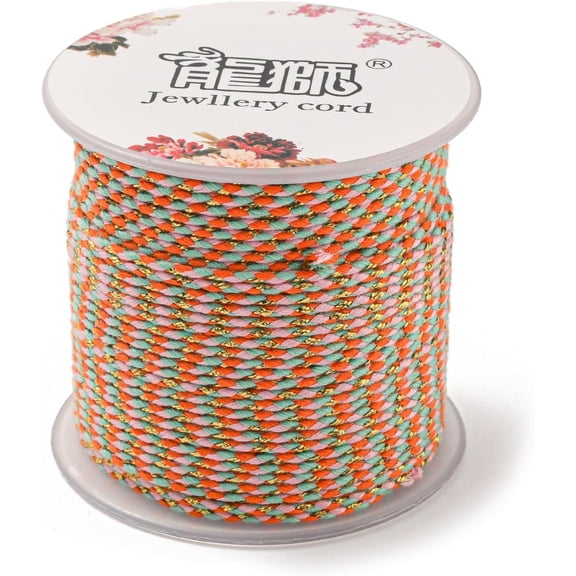 1 Roll 4-Ply Polycotton Cord Handmade Macrame Cotton Rope with Gold Wire for String Wall Hangings Plant Hanger DIY Craft String Knitting Orange 1.5mm about 21.8 yards(20m)/roll