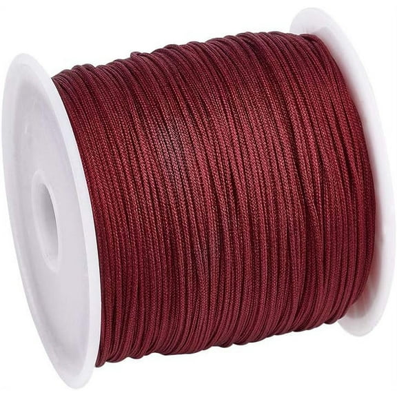 1 Roll 49 Yards Nylon Jewelry Thread Cord 0.8mm Shiny Silky Rattail Cord Chinese Knotting Beading Cord for DIY Jewellery Making Macrame Kumihimo Shamballa Bracelet - Dark Red