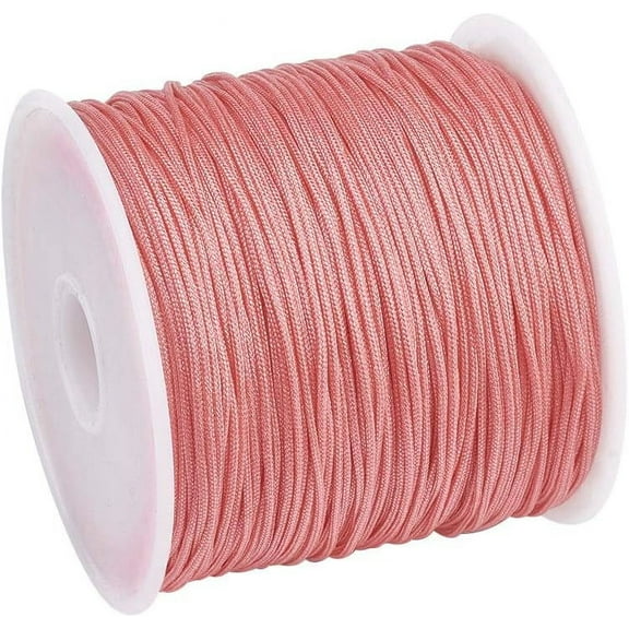 1 Roll 49 Yards Nylon Jewelry Thread Cord 0.8mm Shiny Silky Rattail Cord Chinese Knotting Beading Cord for DIY Jewellery Making Macrame Kumihimo Shamballa Bracelet - Salmon