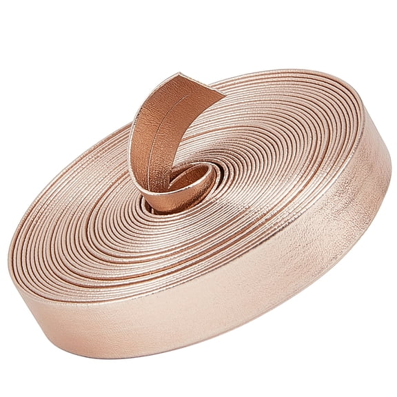 1 Roll 5.5Yds Metallic Leather Straps 0.5" Wide Shiny Flat Misty Rose Leather Cord Glossy Pu Leather Lace Stripper Beading String Ribbon Crafts Double Sided Faux Supplies for Making Crafting