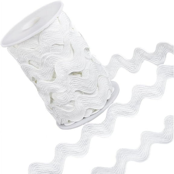 1 Roll 5/8 inch(15mm) White RIC Rac Trim Ribbon 10 Yards Rick Rack Wave Sewing Bending Fringe Trim Woven Fabric